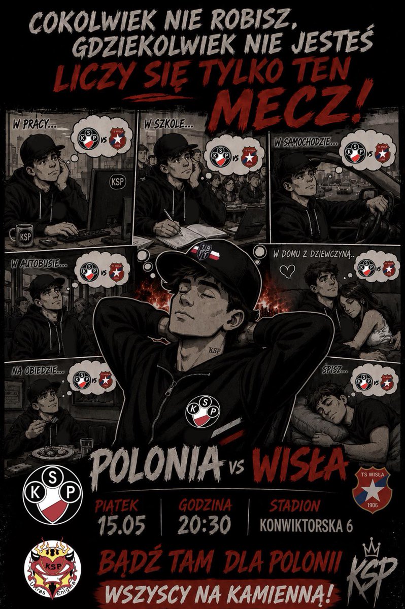 EnigmaUltras's tweet photo. Wszystko sprowadza się do jednego❗️

POLONIA WARSZAWA – Wisła Kraków
Piątek, 20:30

WSZYSCY NA KAMIENNĄ❗️
Kupujcie bilety i widzimy się jutro na K6 🔥

Polonia całym moim życiem jest! ⚫️⚪️🔴⚫️ https://t.co/HzqlOQ0vNy