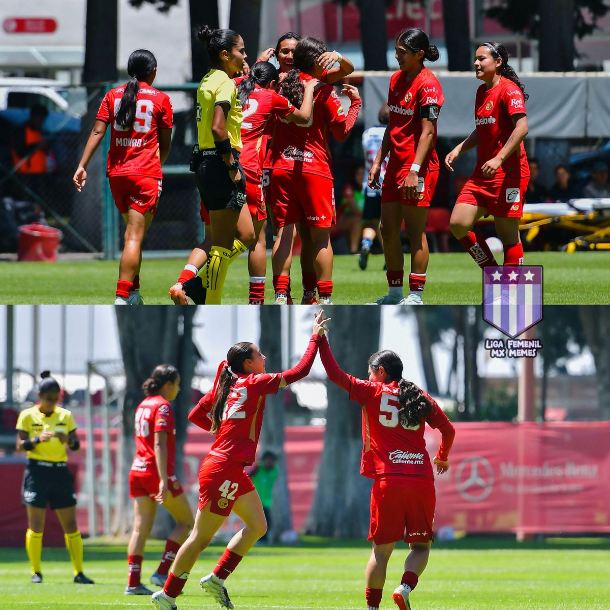ligafemenilmex's tweet photo. LAS MINI DIABLAS A SEMIS
Con triplete de Naomi Gudiño, Toluca derrotó 3-0 a Rayadas y avanza a las semifinales del Torneo Sub-19 😈😈😈
#LigaBBVAMXFemenil #FutFem #Sub19Fem #TodosJuntos https://t.co/Ua6HaVBcpH