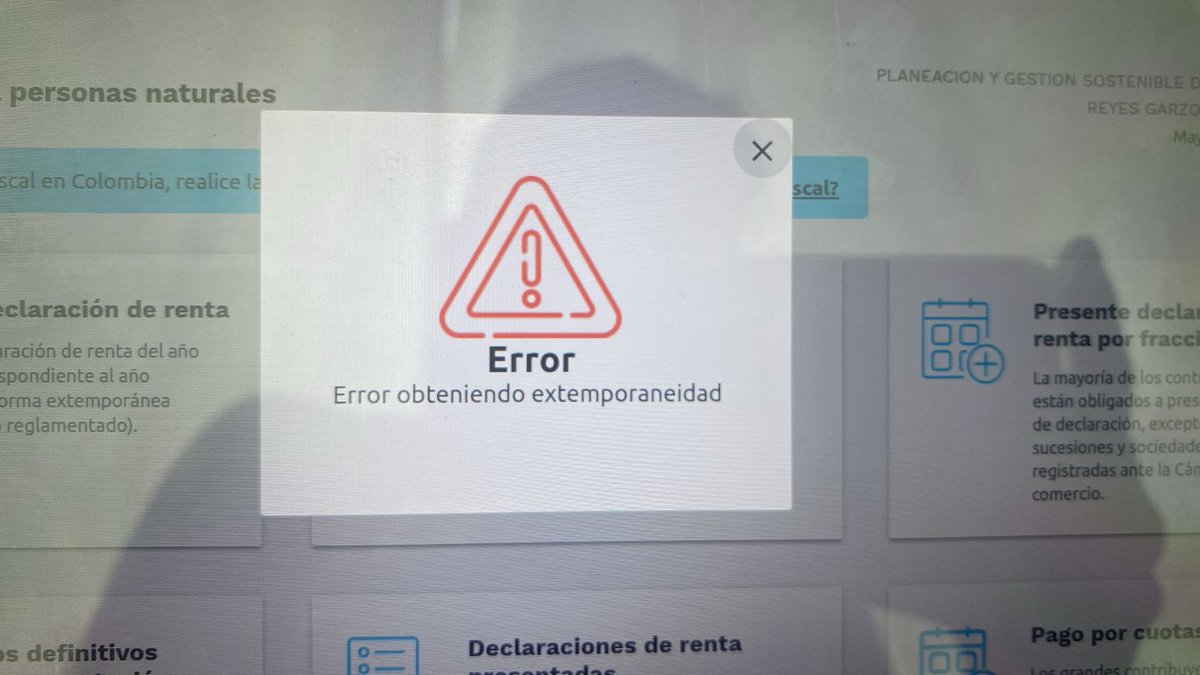 buteosp's tweet photo. @DIANColombia Mañana se vence mi declaración, y no la he podido hacer porque su plataforma no deja.. https://t.co/U9HWyL9n2V