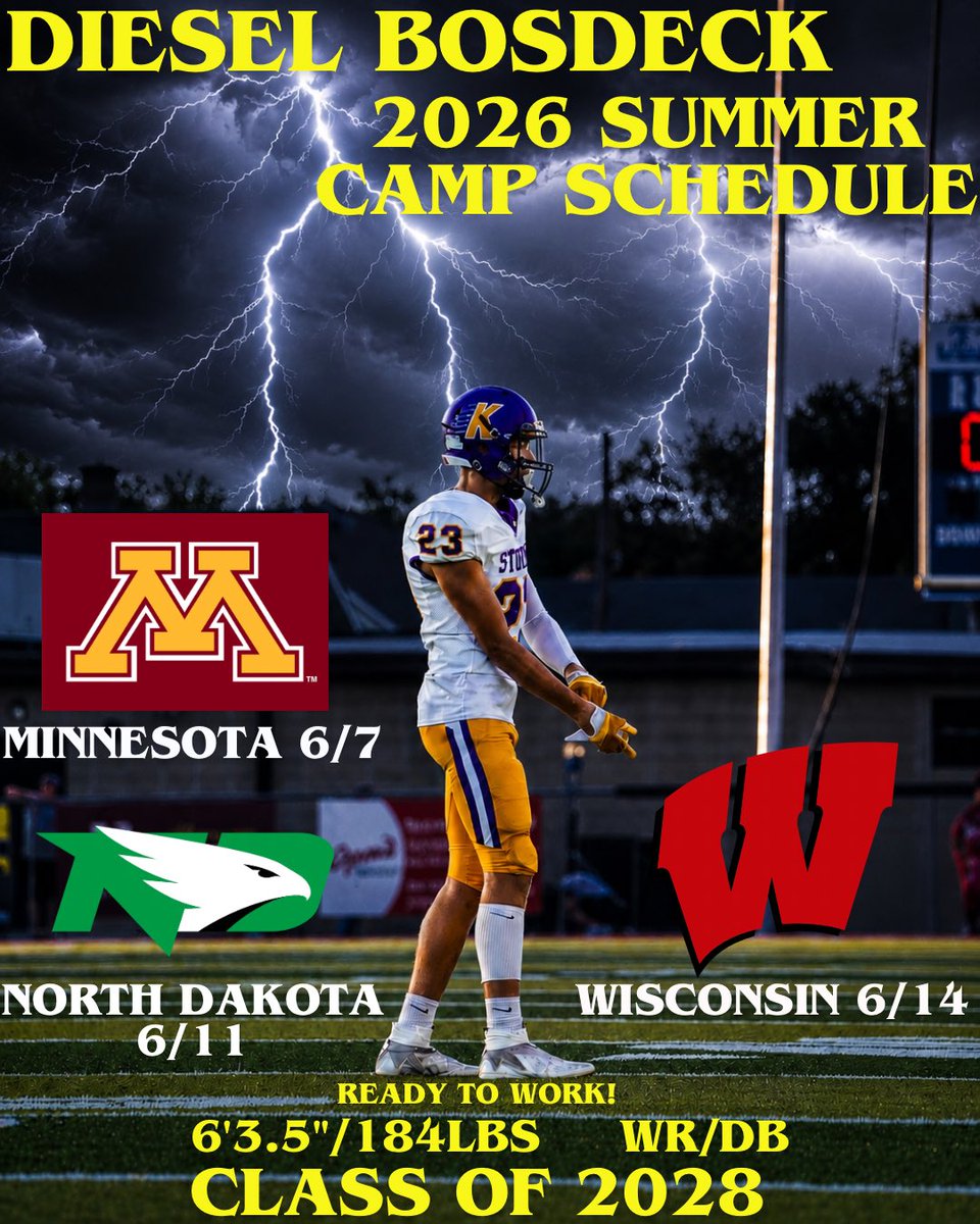 DBosdeck's tweet photo. Blessed to get the opportunity to compete at these camps and show off my skills this summer!
@TravisBOUND @coachDJDavis @CaseyRabach_61 @DavidWienke15 @Tanner_Snustead @Coach_Christian @PrepRedzoneWI @KewStormFB https://t.co/LUnxRW9oJM