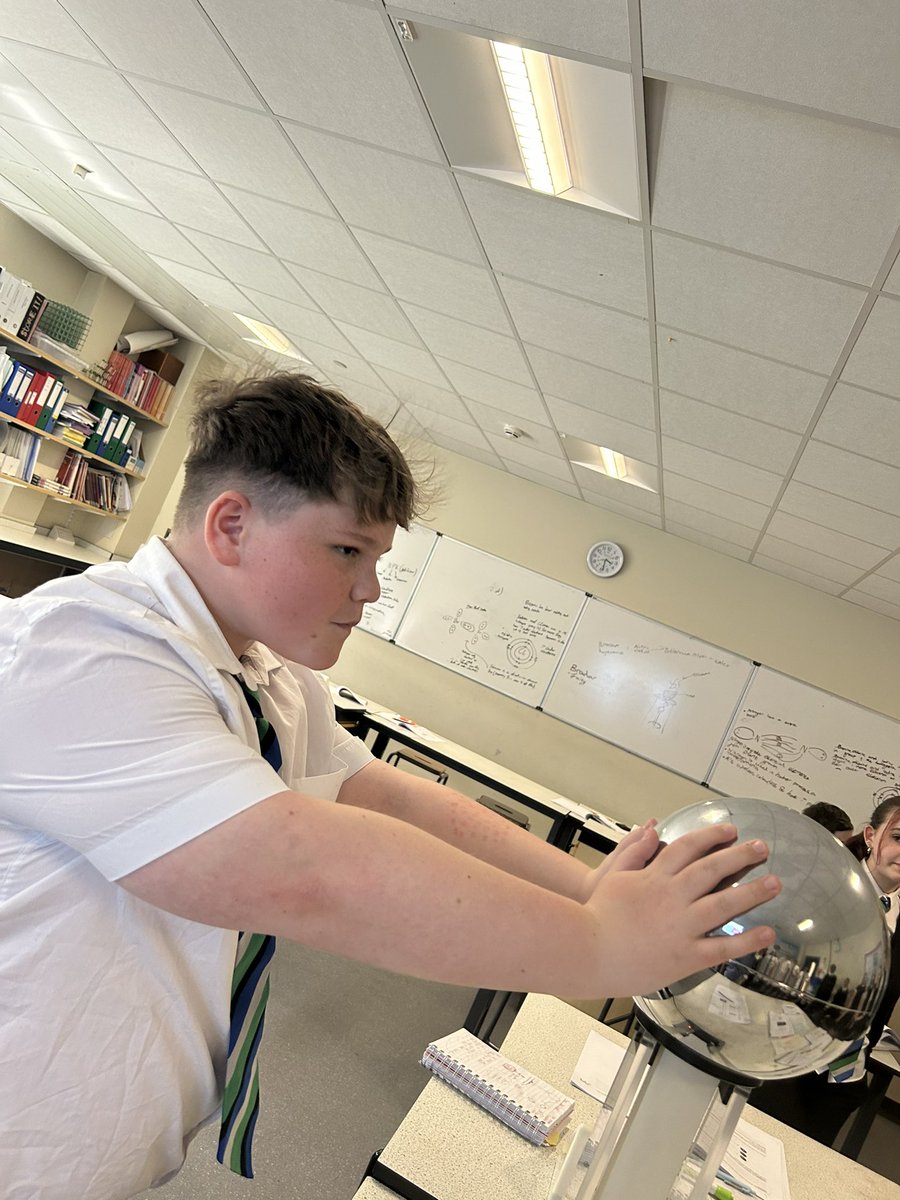 MissxFindlay's tweet photo. Ian and Isla showed a real spark for their science lesson today whilst using the Van Der Graaff⚡️Well done!

@stbenedictsren https://t.co/dD1M7HqoNH