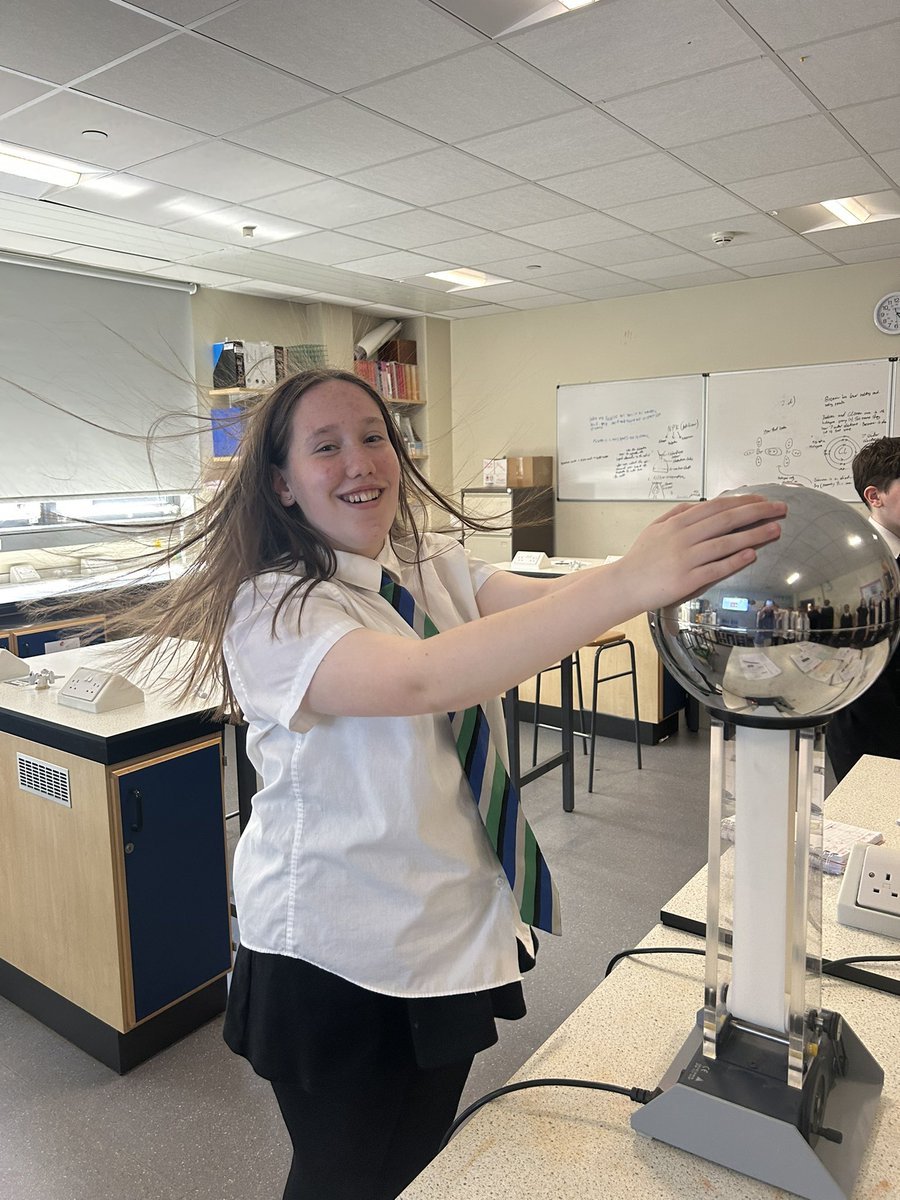 MissxFindlay's tweet photo. Ian and Isla showed a real spark for their science lesson today whilst using the Van Der Graaff⚡️Well done!

@stbenedictsren https://t.co/dD1M7HqoNH