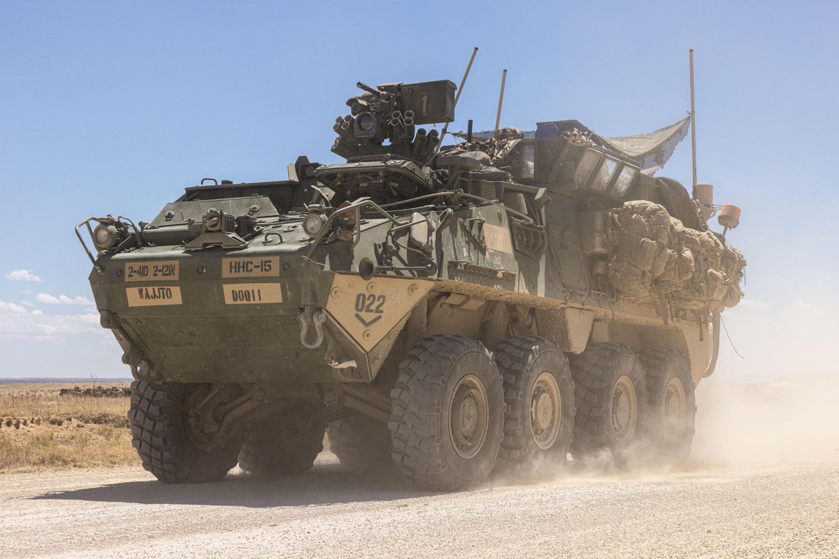4thInfDiv's tweet photo. As #IvyMass progresses, 2SBCT, 4ID is making moves across Pinon Canyon. Staying mobile and undetectable is only one of the major functions of NGC2 being validated during the exercise. 

#ArmyTransformation #Warfighting #Stryker
U.S. Army 📸 by Sgt. Fabrice Bodjona https://t.co/9OGi5j5XQY