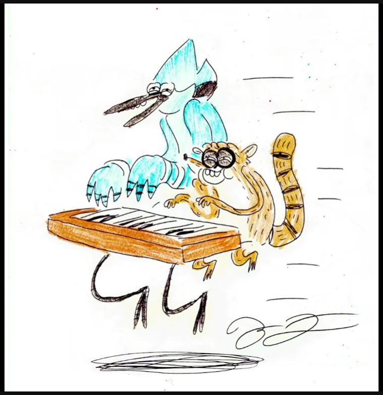RegularShow_br's tweet photo. O Canal Review Nation Conversou com a equipe de Apenas um Show- as Fitas Perdidas. Enquanto eles coloriam, @JGQuintel resolveu fazer esse desenho.
 https://t.co/dYUzf2o5FE https://t.co/hoywmmk7mA