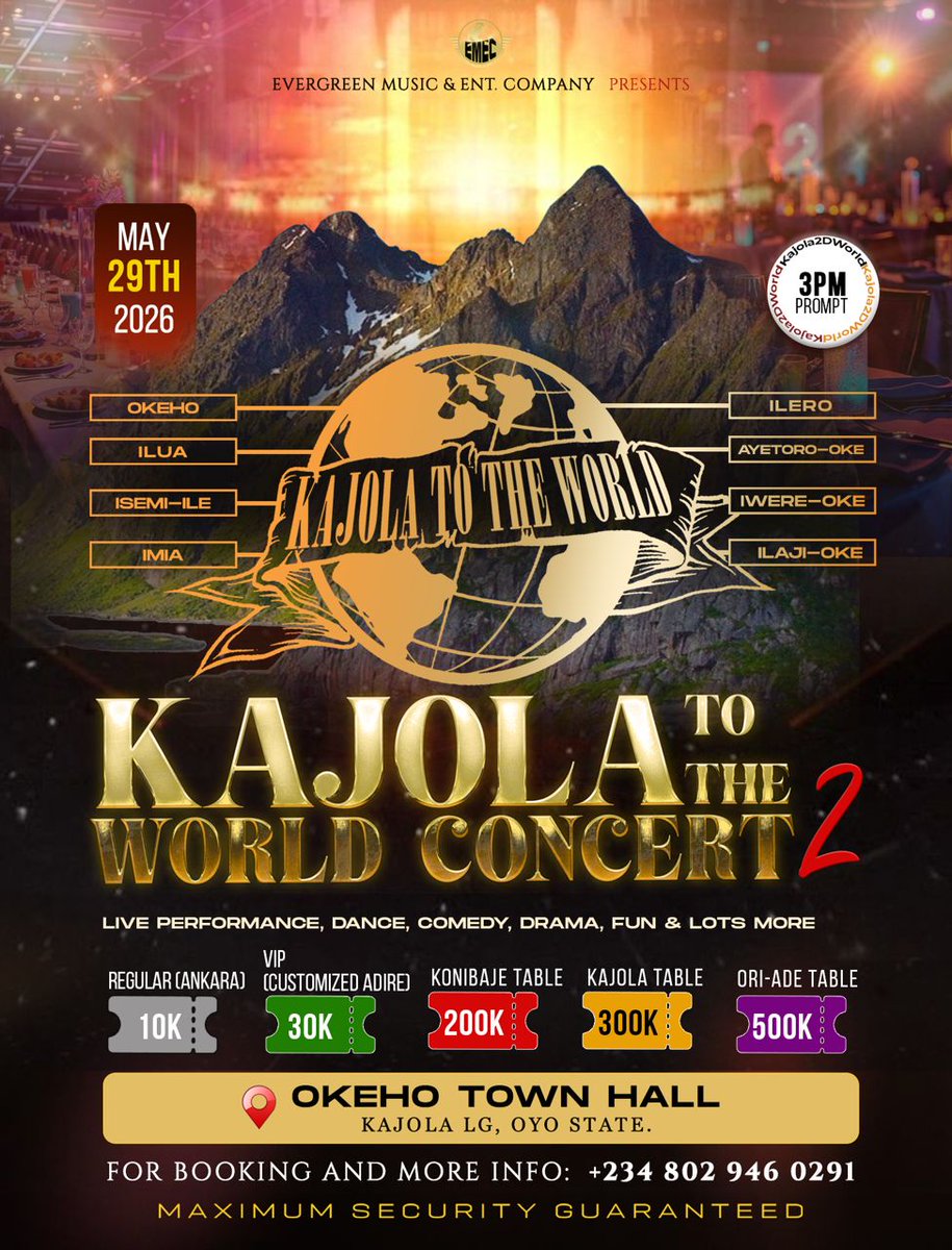 Sublimedesign4u's tweet photo. Kajola To the World Concert 2.0
Be there 💥➡️ 
May 29th 📌 #KajolaToTheWorldConcert https://t.co/Kyb73FEBOV