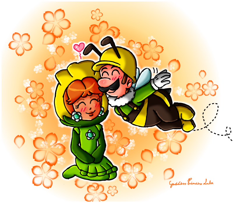 luisifelix's tweet photo. #PrincessDaisy #SuperMario #Nintendo #Luigi #Luaisy 
An idea I had a while ago involved Luigi using the bee power-up to go towards Daisy using the flower power-up, like a bee pollinating a flower. https://t.co/Hej6al85gv