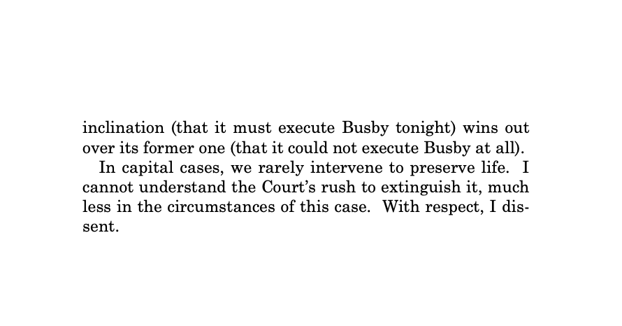 RDunhamDP's tweet photo. BREAKING: In a partisan 6-3 vote, the U.S. Supreme Court has granted the Texas Attorney General's application to vacate the stay of execution issued by the U.S. Court of Appeals for the Fifth Circuit in Edward Busby's case.  https://t.co/WigDPVW3nf @TexDefender @TCADPdotORG https://t.co/8dRyssQGaF