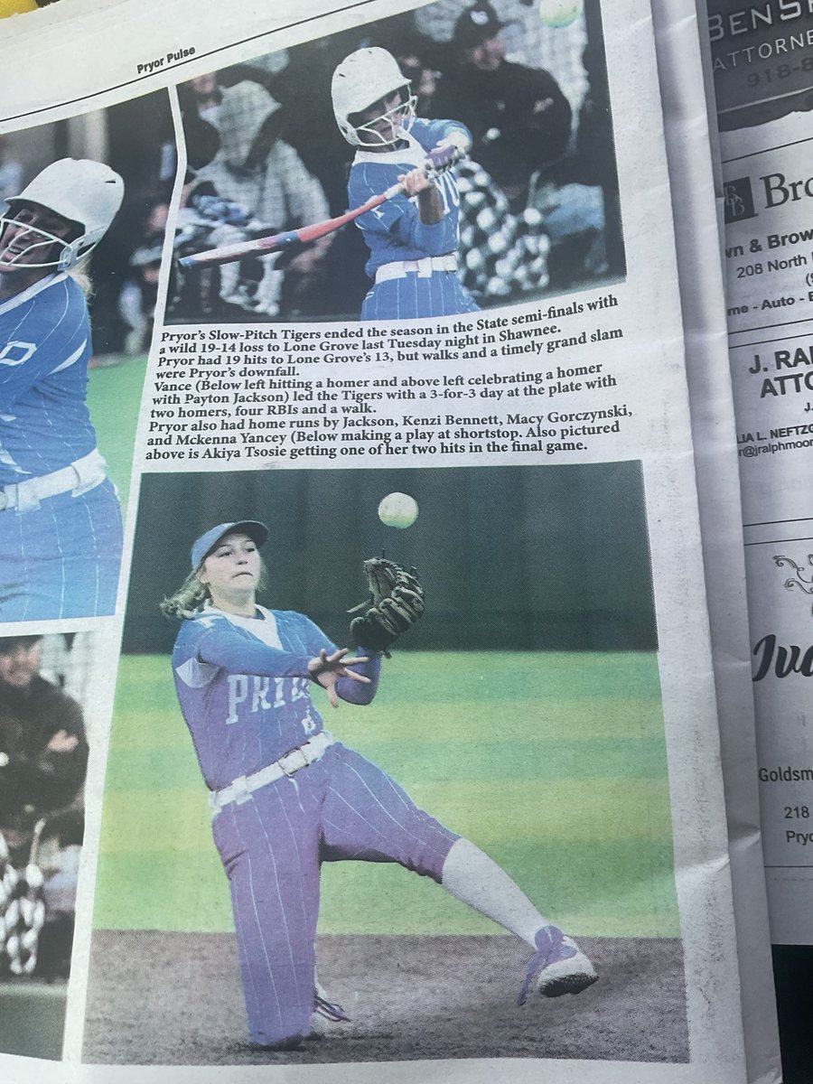 MckennaY_02's tweet photo. Local paper love.  Tough loss but we will be back. 🐯🥎❤️ https://t.co/BUtnIm9uWA