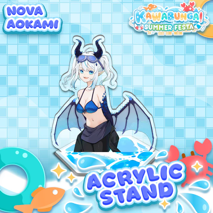 NovaAokami's tweet photo. Besties!! Ready for some fun in the sun this summer? 🌤️🌊Why not celebrate with some merch!! We have a field center, acrylic stand, and keychain!! Be sure to collect them all!!✨🥤 https://t.co/ih0xy839bl