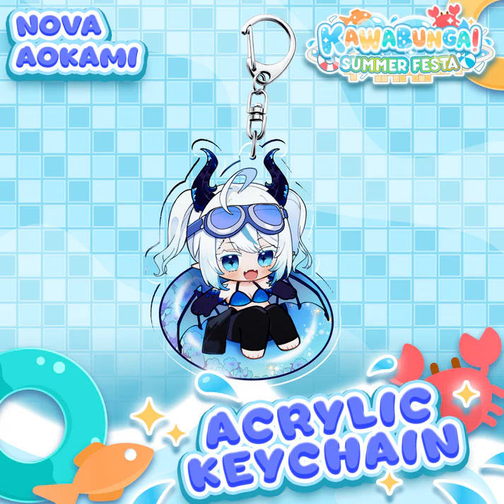 NovaAokami's tweet photo. Besties!! Ready for some fun in the sun this summer? 🌤️🌊Why not celebrate with some merch!! We have a field center, acrylic stand, and keychain!! Be sure to collect them all!!✨🥤 https://t.co/ih0xy839bl
