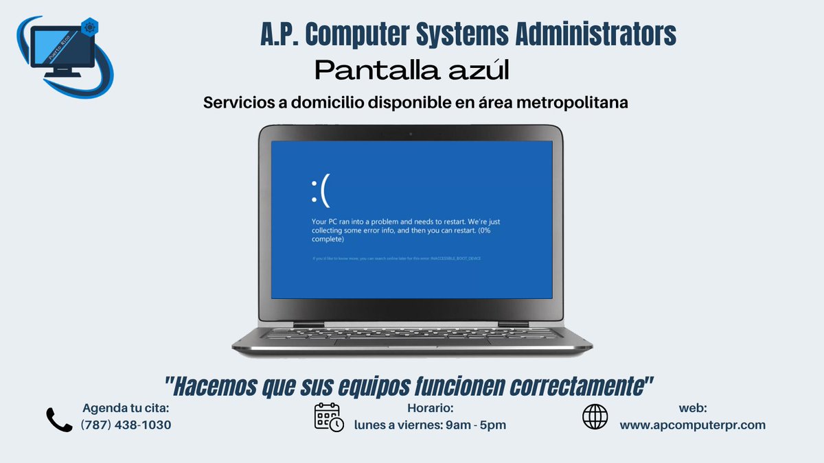 apcomputerpr's tweet photo. ¿Te has dado cuenta de que tu computadora va más lenta de lo habitual? ¿Te aparece la temida pantalla azul? ¿Se queda congelada? 
#reparaciondecomputadoras #APComputer #APComputerSystemsAdministrators #APComputerSystems #APComputerPR #APComputerPRUSA #Dios #Diosesbueno #God https://t.co/xKyvB2MKAx
