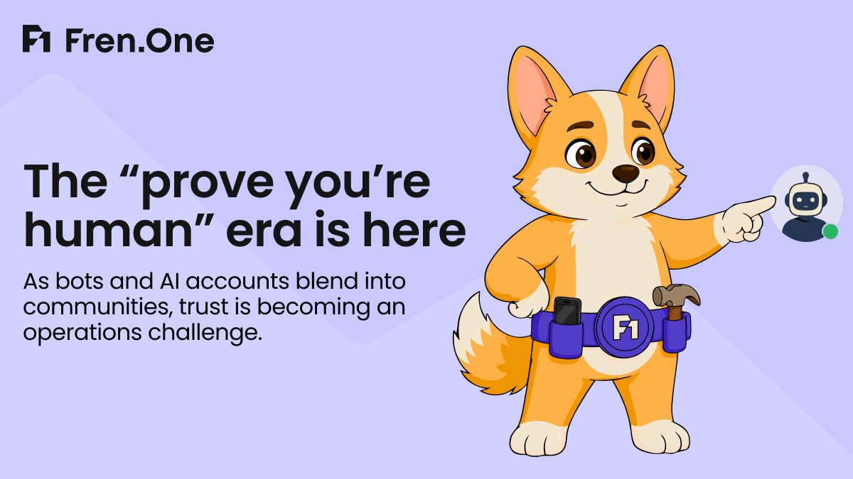 FrenOneApp's tweet photo. Communities are entering the “prove you’re human” era.

As platforms label bots and verify suspicious accounts, trust is becoming a community ops problem. https://t.co/PRs7agwGaW