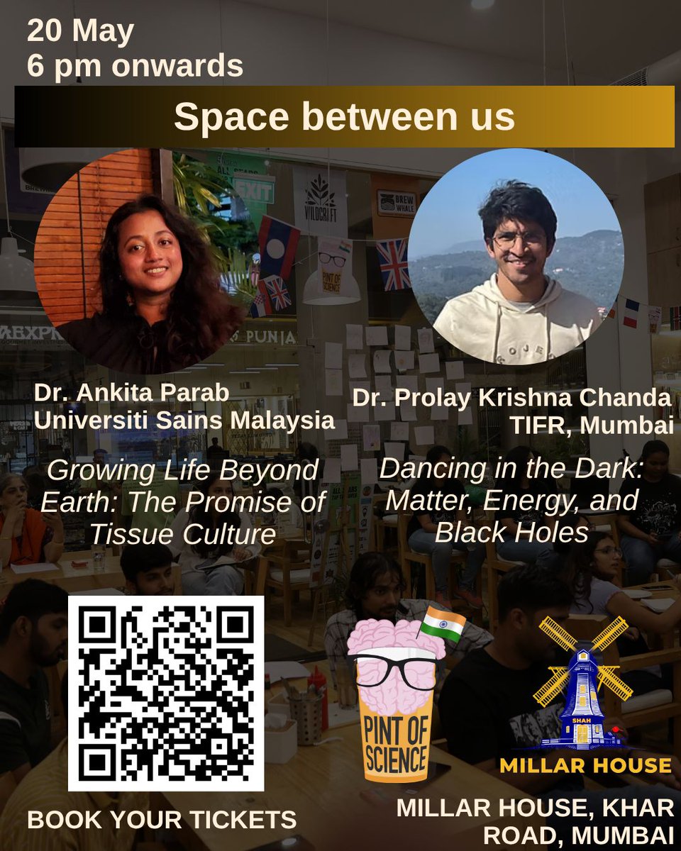 Abhadra7's tweet photo. Pint of Science festival is happening across 640+ cities this year globally on the same day, and Mumbai is one of them. Find out about the coolest science out of the labs at Millar House in Khar. Check out the 6 talks lined up, including mine. @pintofscienceIN https://t.co/wuLPURtMds