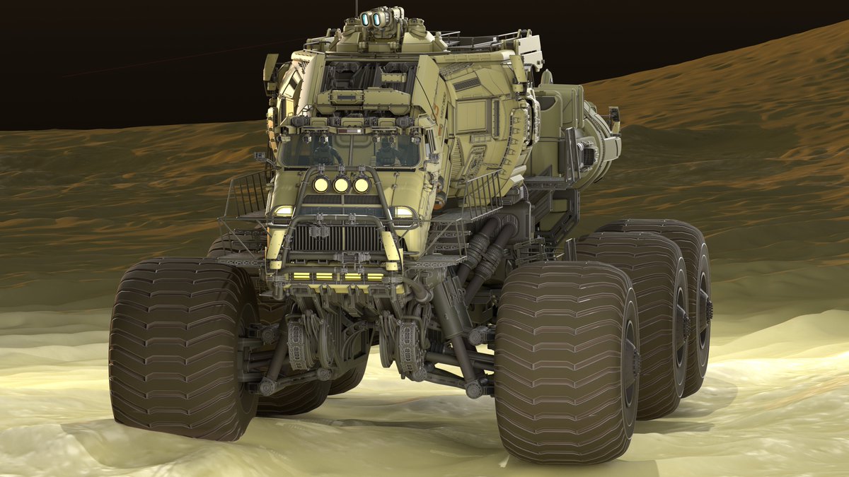 AKantemirov's tweet photo. I'm really liking how it's looking in yellow on the render tests.  Will need to make a yellow desert version for sure.

#Blender #render #3Dmodeling #vehicledesign #truck #largevehicle #scifi #Futuristic #sovietscifi #StarCitizen https://t.co/PZP8WCvoy7