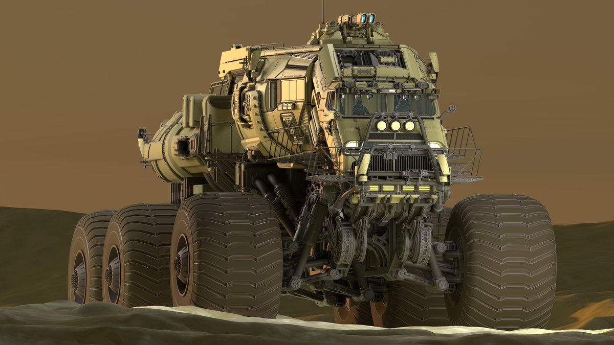 AKantemirov's tweet photo. I'm really liking how it's looking in yellow on the render tests.  Will need to make a yellow desert version for sure.

#Blender #render #3Dmodeling #vehicledesign #truck #largevehicle #scifi #Futuristic #sovietscifi #StarCitizen https://t.co/PZP8WCvoy7