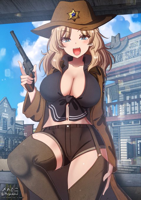 最近ケイを何度も描いていたので、昨日のワンドロではあえて愛里寿ちゃんを選んで描きましたが、やっぱりどうしてもケイを描きたくなったので、カウガール姿のケイを描きました! It's Kay's Western-style outfit :) #ガルパン #garupan