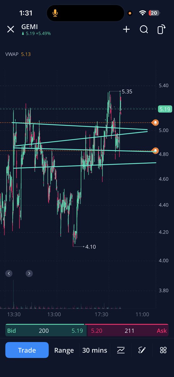 buday_carpenter's tweet photo. $GEMI loaded calls into earnings here I think we could get a really nice rise here in ah/friday https://t.co/5e2UNl3CZP