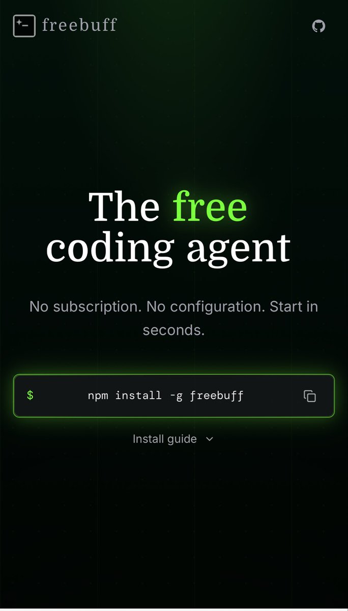 MEKolemen's tweet photo. Freebuff !! Bu mükemmel birşey tavsiye ederim,

Ücretsiz.. Ben de yeni kullanmaya başladım.
DeepSeek V4 Pro
DeepSeek V4 Flash
Kimi K2.6
MiniMax M2.7 https://t.co/SicR1Eak0n