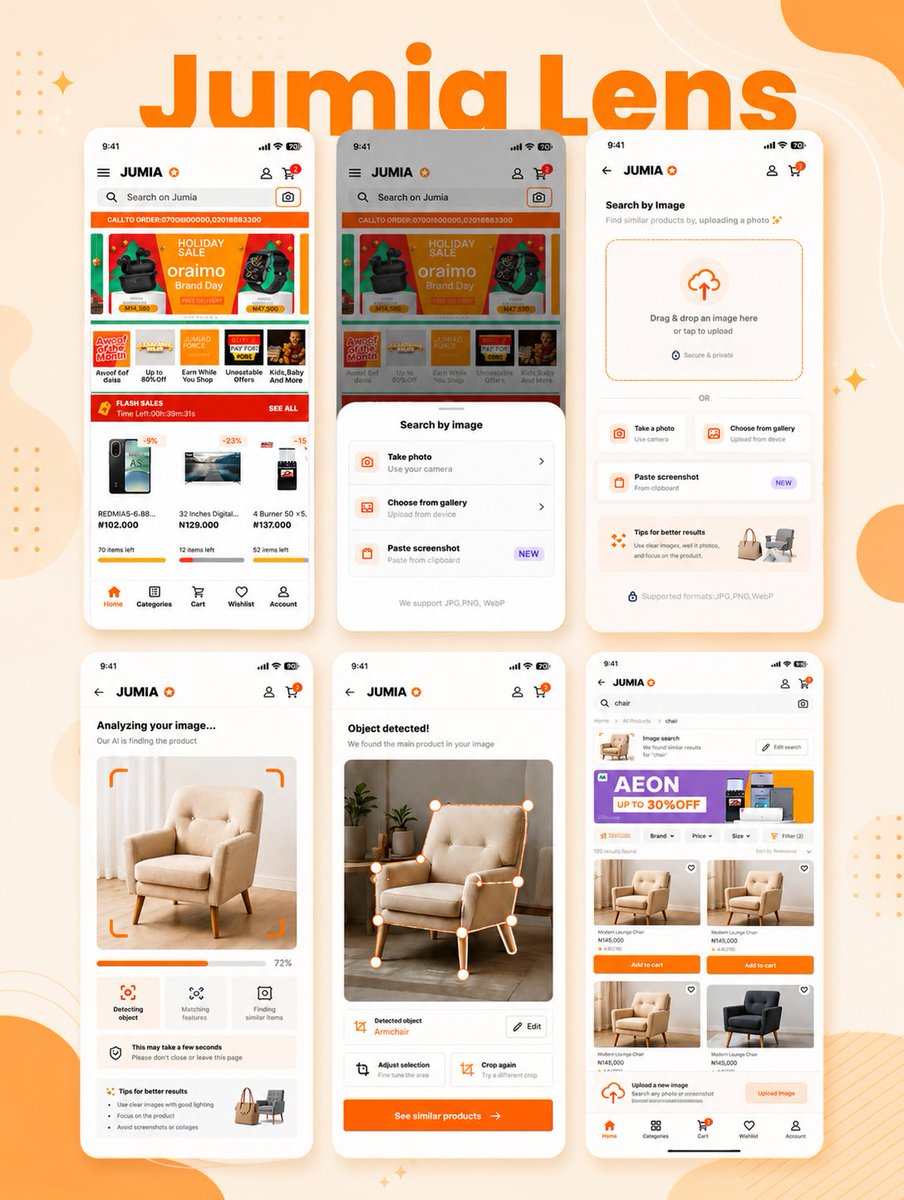 DanielUXdesigns's tweet photo. Jumia search can be a headache when you don't know the exact name of what you’re looking for. I’m fixing that with Jumia Lens just snap a pic and let the AI find the match. https://t.co/bTWYbrW968