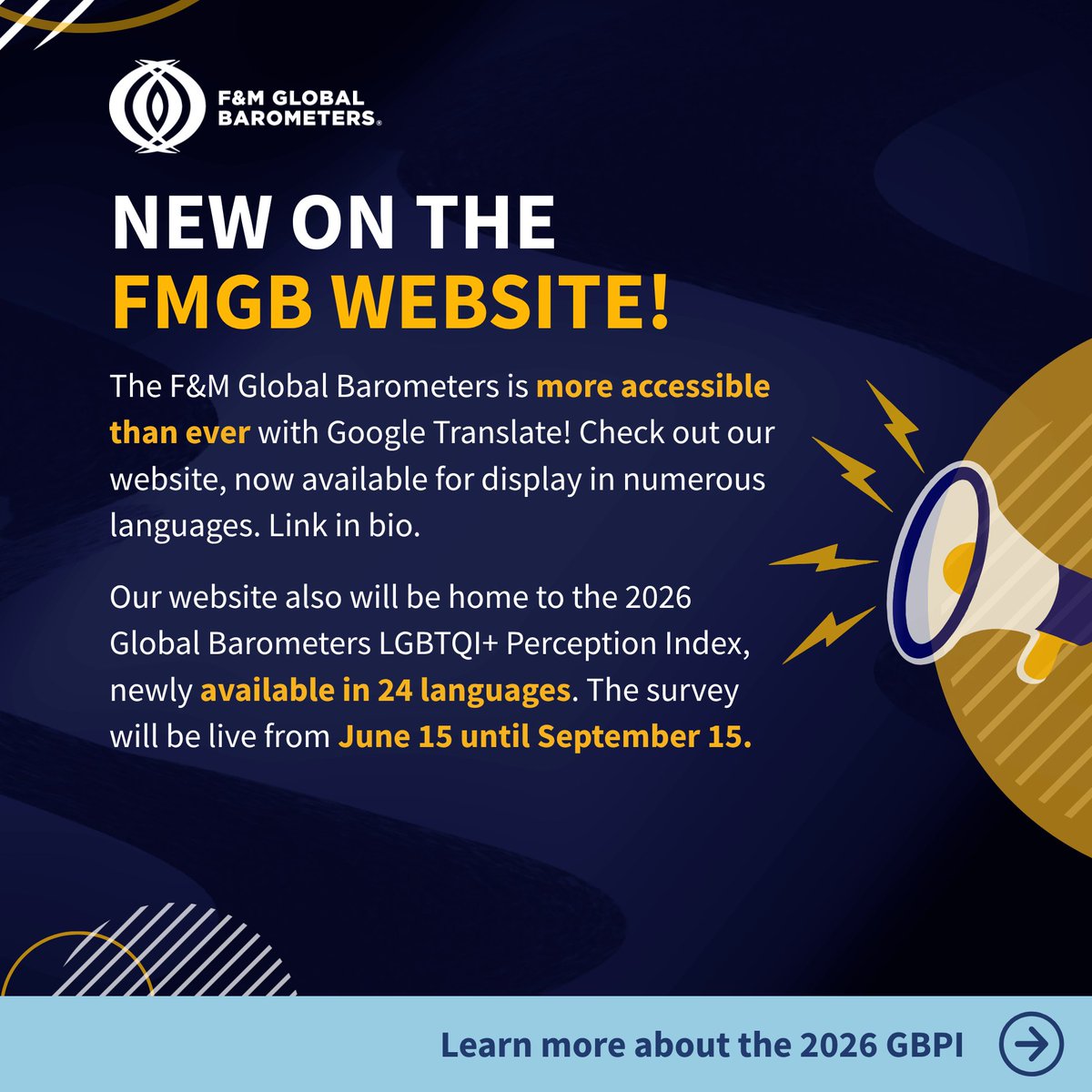 FMBarometers's tweet photo. Our website is now available in multiple languages! Don't forget to take the GBPI survey from June 15 until September 15, available in 24 languages.

Check out the new features: https://t.co/t3nGRXuuJ0
.
#LGBTQIA #gay #lesbian #bisexual #transgender #intersex #queer #nonbinary https://t.co/rx7IVJvzeF