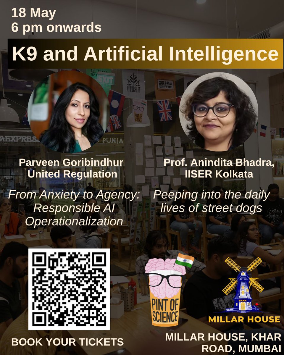 Abhadra7's tweet photo. Pint of Science festival is happening across 640+ cities this year globally on the same day, and Mumbai is one of them. Find out about the coolest science out of the labs at Millar House in Khar. Check out the 6 talks lined up, including mine. @pintofscienceIN https://t.co/wuLPURtMds