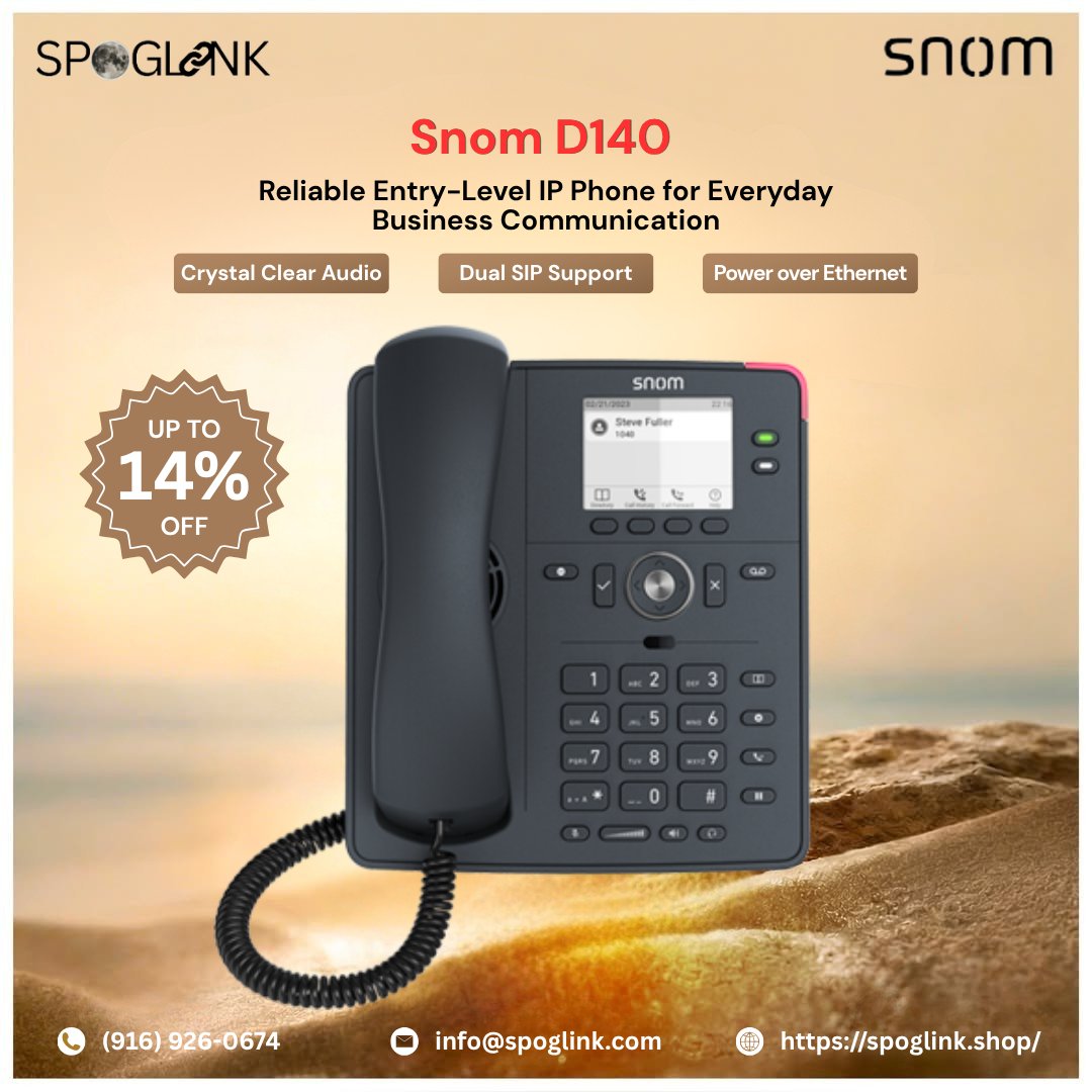 Spoglink's tweet photo. 📞 Snom D140 IP Phone for your business communication !

✅ Crystal Clear Audio
✅ Dual SIP Support
✅ Power over Ethernet

Perfect for everyday office communication.

📞 +1 (916) 926-0674
🌐 https://t.co/hNs5E1EQYj

#SnomD140 #IPPhone #VoIP #BusinessCommunication #Spoglink https://t.co/nOTu1yW3wH
