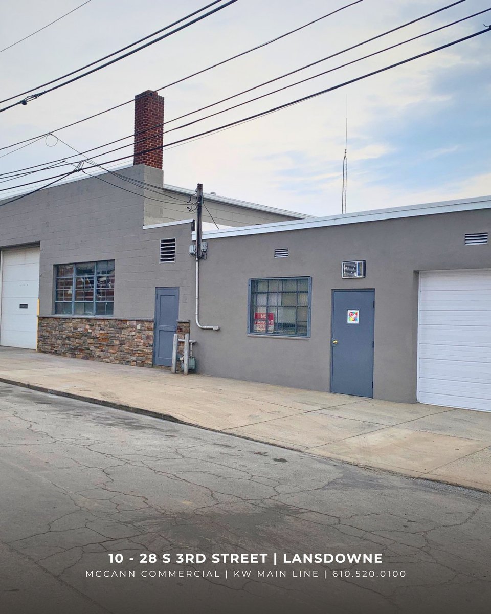 McCannCRE's tweet photo. Newly Listed: 10–28 S 3rd Street | Lansdowne

Versatile industrial flex property featuring high ceilings, three garage doors, and Phase III power to support a wide range of operations.

For more info:
Bryan Clay | 610.348.7490
McCann Commercial | KW Main Line | 610.520.0100 https://t.co/HoNFfseovn