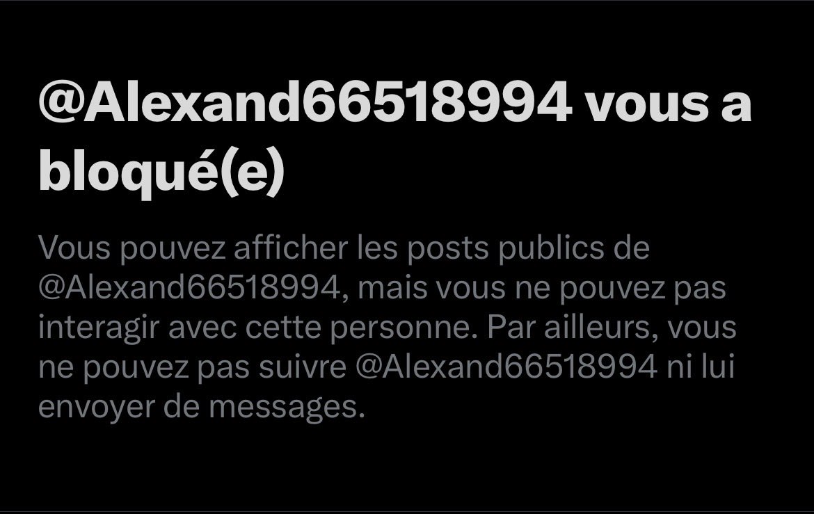 TheDams4's tweet photo. @LaPourGueuler @Alexand66518994 Encore un.
Arguments foireux, accusation d’antisémitisme, “la seule démocratie du MO”, “antisionisme = antisémitisme”… et une fois que tous ces arguments échouent, ils bloquent.

Vous soutenez un régime colonialiste dirigé par un boucher.
Vous ne valez pas mieux que le Hamas. https://t.co/rWSNDUh7AK