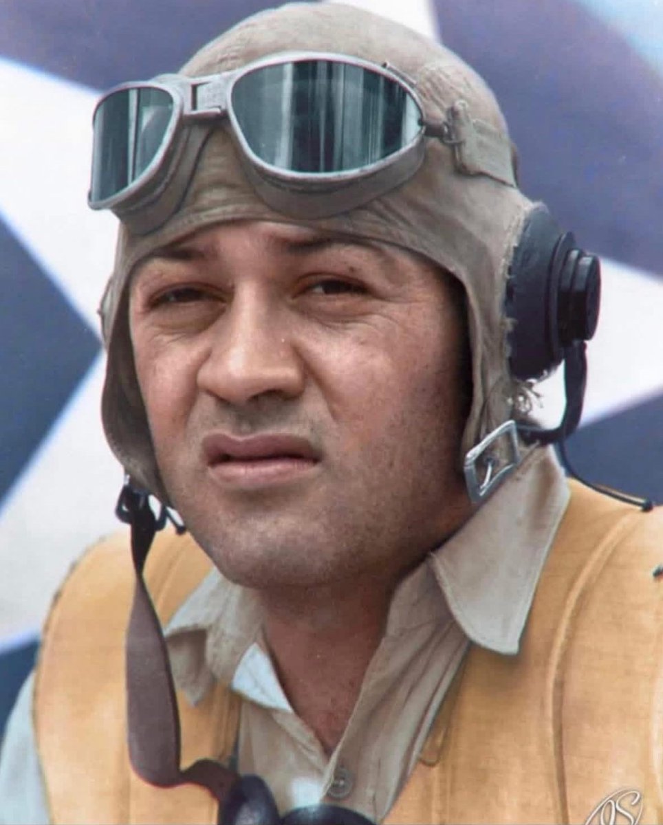 Jason_R_Burt's tweet photo. Colonel Gregory “Pappy" Boyington, commander of the Black Sheep squadron (VMF-214), has a resume that would rival any shepherd. 

- Medal of Honor 🇺🇸
- Navy Cross ⚓️
- Purple Heart 💜
- POW Medal 🪖
- Downed 28 enemy aircraft✈️ https://t.co/IgrWU8ifzH