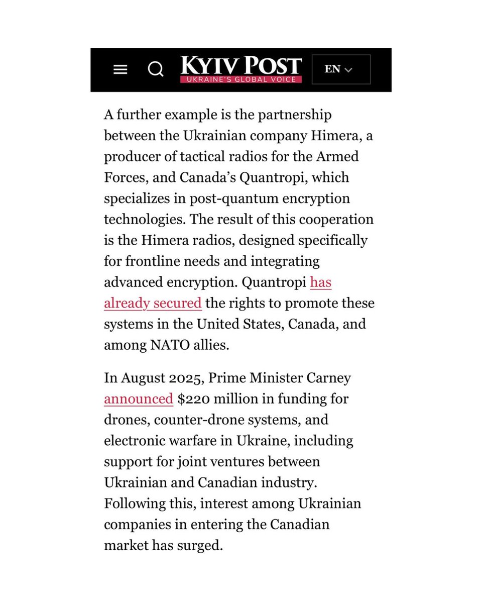 Quantropi's tweet photo. The Canada–Ukraine defence innovation partnership isn’t a future prospect — it’s already in motion.

@Quantropi and @HimeraUkraine are proud to support this momentum of Canada–Ukraine defence innovation.

Read more here: https://t.co/nxNA4DXjgE

#Canada #DefenseTech #Quantropi https://t.co/rDZPtU4jB7