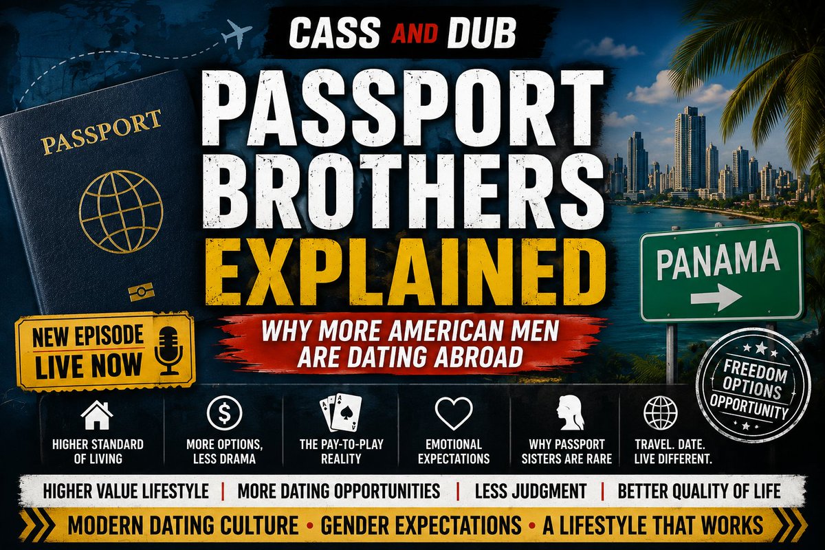 DemButlers's tweet photo. 🌍✈️ NEW VIDEO DROP: PASSPORT BROTHERS EXPLAINED

Cass and Dub break down the growing “Passport Brother” phenomenon and why more United States American men are choosing to date abroad in countries like Panama and beyond.

In this episode, they discuss:
🔥 How average U.S. incomes can create a higher standard of living overseas
🔥 Why some men say they experience more freedom and dating options abroad
🔥 The controversial “pay-to-play” reality of modern dating culture
🔥 Emotional expectations, societal judgment, and temporary relationships
🔥 Why the “passport sister” lifestyle seems far less common
🔥 Gender roles, lifestyle preferences, and the search for happiness outside the U.S.
This conversation dives deep into modern dating dynamics, cultural expectations, and why many passport brothers believe they’ve found a lifestyle that works better for them overseas.
🎥 Watch now:
https://t.co/GMh7H0qB2H
#PassportBrothers #DatingAbroad #PanamaLife #ExpatLife #ModernDating #CassAndDub #PassportBros #LivingAbroad #BlackExpat #TravelLifestyle