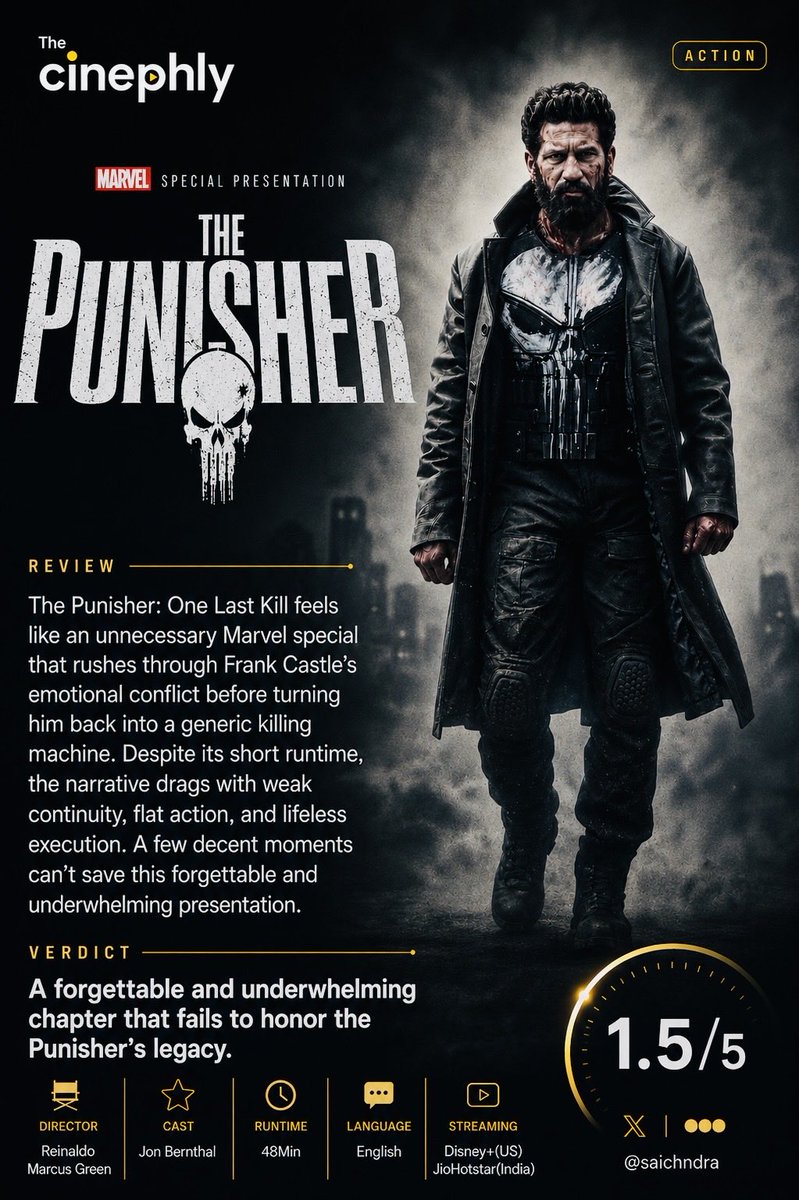 saichndra's tweet photo. The Punisher : One Last Kill (2026) https://t.co/6IiIMPzPps