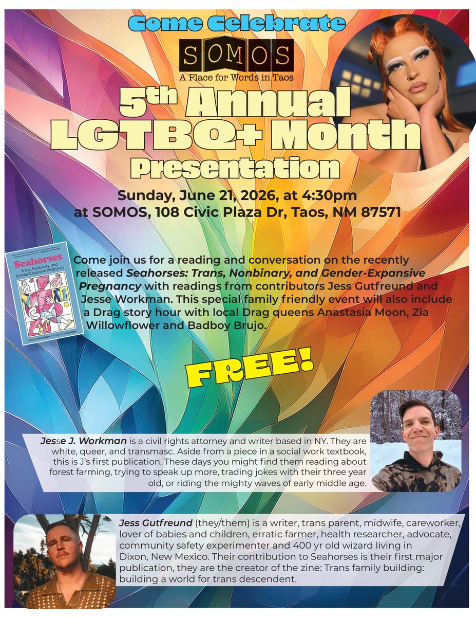 somostaos's tweet photo. Join us Sun 6/21 at 4:30pm at SOMOS for the 5th Annual LGTBQ+ Month Presentation! Free https://t.co/ijk3g5K0l4