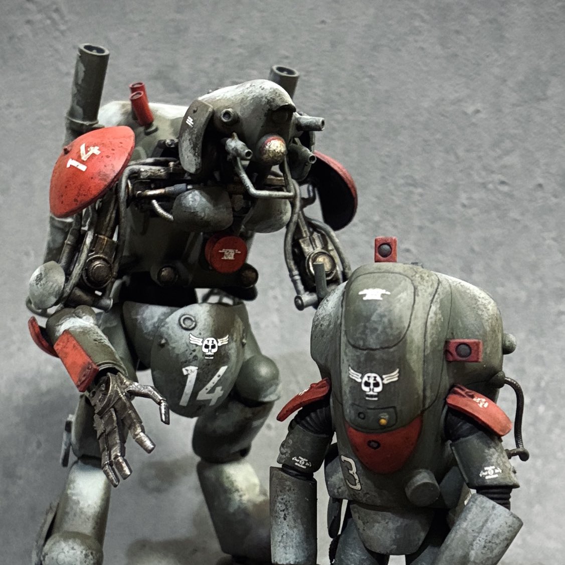ok_daikon's tweet photo. メルジーネ&amp;グローサーフント1/35完成です！#マシーネンクリーガー #アクリジョン https://t.co/xFzmlOx95w