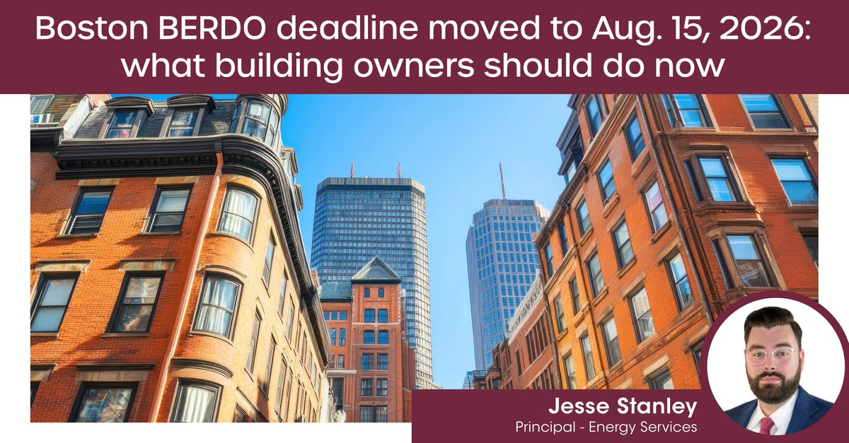 KBKG's tweet photo. In this Tax Insight, Jesse Stanley explains why the Boston BERDO deadline move to Aug 15, 2026, is a short window to avoid a late scramble by cleaning up Portfolio Manager data, lining up verification, and mapping a realistic compliance plan. READ MORE: https://t.co/eA5DyI2Odp https://t.co/rr6nlU7Oj2