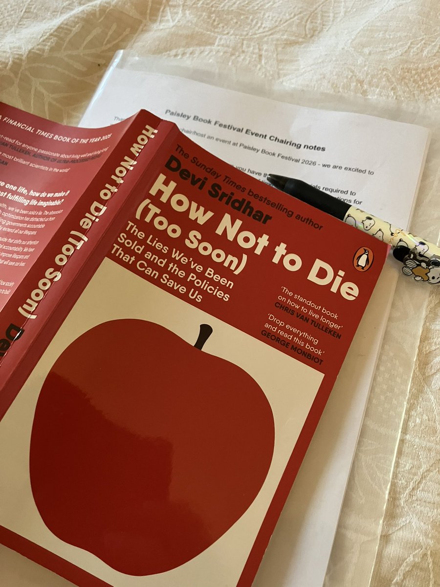 HelenPuttick's tweet photo. All set for @BookPaisley tomorrow. Believe some tickets still available to hear from public health expert Devi Sridhar and Scottish GP Gavin Francis in the morning about how to live happily to 100. https://t.co/snn0EY5UId