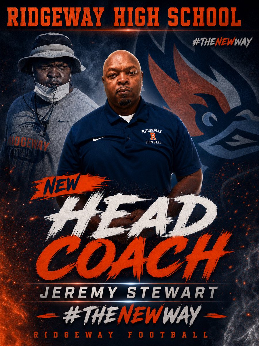 TheRidgewayHigh's tweet photo. Ridgeway High School is PROUD to announce Coach Jeremy Stewart as our next football coach!!
@MSCIAAfever 
#thenewway
#roadrunnerexcellence
#excellenceatTheWay https://t.co/ihSD87G2xC