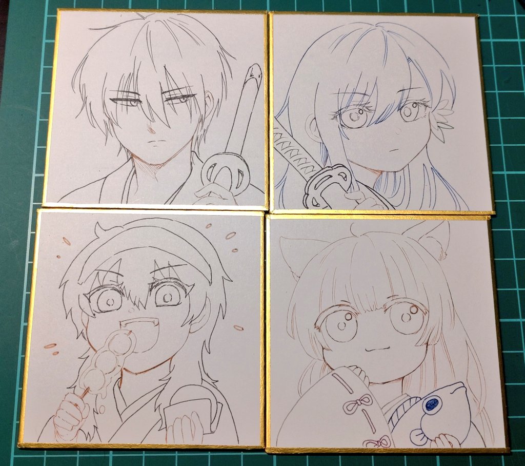 追加用ミニ色紙 完成したら持っていきます キャラ名などは代替テキストに✎