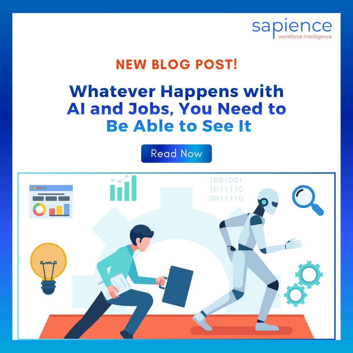Sapience's tweet photo. Everyone's debating what AI will do to jobs.

Replace them. Reshape them. Create new ones. The honest answer is probably some combination of all three — and it's going to play out differently depending on your industry, your workforce mix, and how quickly things move.

But here's the thing nobody's talking about enough: it doesn't really matter which scenario unfolds if you can't see what's happening inside your own organization.

Are your people using AI tools? Which ones, and how often? Where is capacity actually being freed up — and is it being redeployed, or quietly disappearing? Are certain roles changing shape faster than you realize?

These aren't hypothetical questions. They're happening right now, in organizations just like yours. And most leadership teams are trying to navigate them with dashboards built for a pre-AI world.

Because we think visibility is the thing that makes every other AI and workforce decision smarter, we wrote 𝘐𝘯 𝘞𝘩𝘢𝘵𝘦𝘷𝘦𝘳 𝘏𝘢𝘱𝘱𝘦𝘯𝘴 𝘸𝘪𝘵𝘩 𝘈𝘐 𝘢𝘯𝘥 𝘑𝘰𝘣𝘴, 𝘠𝘰𝘶 𝘕𝘦𝘦𝘥 𝘵𝘰 𝘉𝘦 𝘈𝘣𝘭𝘦 𝘵𝘰 𝘚𝘦𝘦 𝘐𝘵.

Give it a read and let us know what you're seeing in your organization. https://t.co/1oXtGBacma

#WorkforceIntelligence #SapienceIQ #FutureOfWork #AI #Leadership #DigitalTransformation #WorkforceVisibility #Productivity