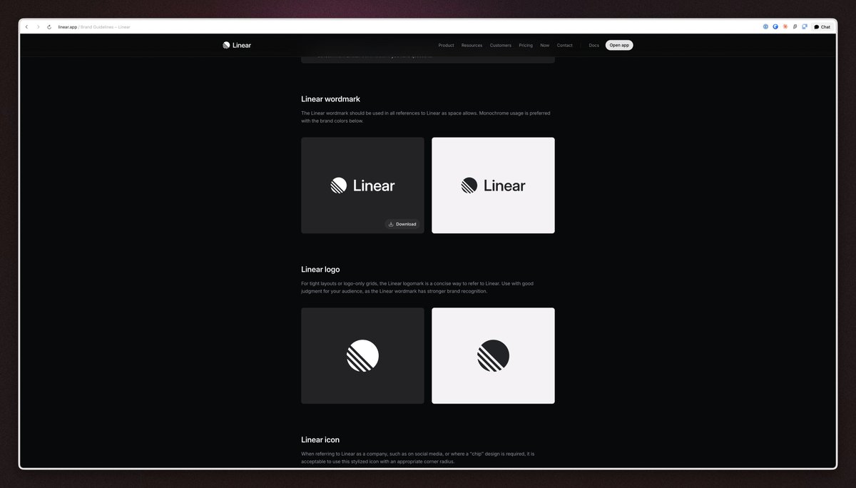 briangulo_'s tweet photo. Linear is truly a remarkable team of people who care about their product.

Yesterday I flagged a small alignment issue with their logo on one of their website pages, and today it’s already fixed. https://t.co/FO7vjKLboN