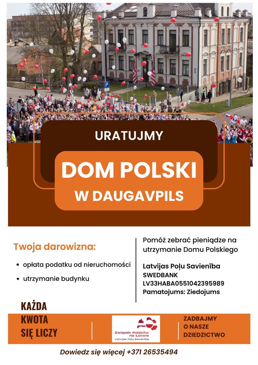 P_Plociniczak's tweet photo. Polacy na Łotwie potrzebują pomocy! Związek Polaków w Dyneburgu może stracić swoją historyczną siedzibę z powodu braku środków po wstrzymaniu finansowania przez samorząd. Pokażmy solidarność z rodakami i zainteresujmy się ich sytuacją. Polskość na Łotwie nie może zaniknąć! https://t.co/HZpwmdyXf9