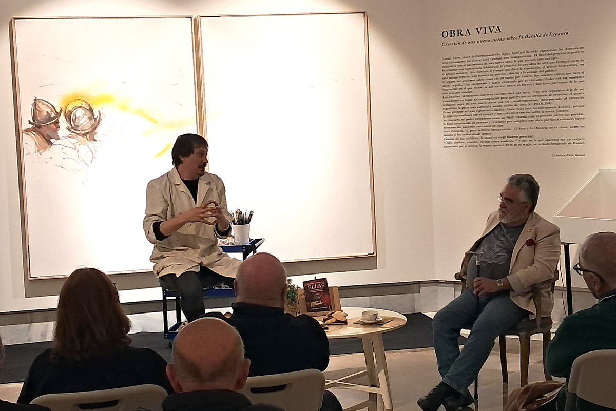 AlvaroBazan2026's tweet photo. ¡Qué buen ratico nos han hecho pasar @DanielParraARTE y @JaviSantamarta hablando sobre Historia y Arte!
Y mañana viene @josesotohistor1 (a las 7 en Gran Capitán #Granada)... 
Desde luego, Álvaro de Bazán es muy inspirador en muchos campos.
#ÁlvaroBazán2026 https://t.co/OCErQfzVqi
