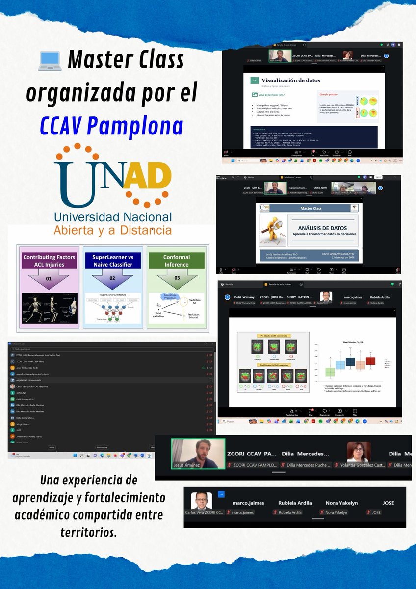 JoseSantosNG's tweet photo. @ElOIRdelaRegion @unadcentrorient @UNAD_ZCBC @unad_zcsur @UNAD_ZonaSur @UNAD_ZOCC @UNAD_ZCBOY @UNAD_zcar @OIRZonaOriente @VIDERZCBOY @LAURAME44072076 🚀 Desde el #CCAVPamplona se desarrolló la Master Class en Análisis de Datos con el experto internacional Jesús Jiménez Martínez, de la Universidad de Granada. 📊✨ Un espacio que fortaleció competencias digitales, innovación e intercambio de conocimiento. #UNAD #ZCORI #UNADISTA https://t.co/jlEjR97xd0