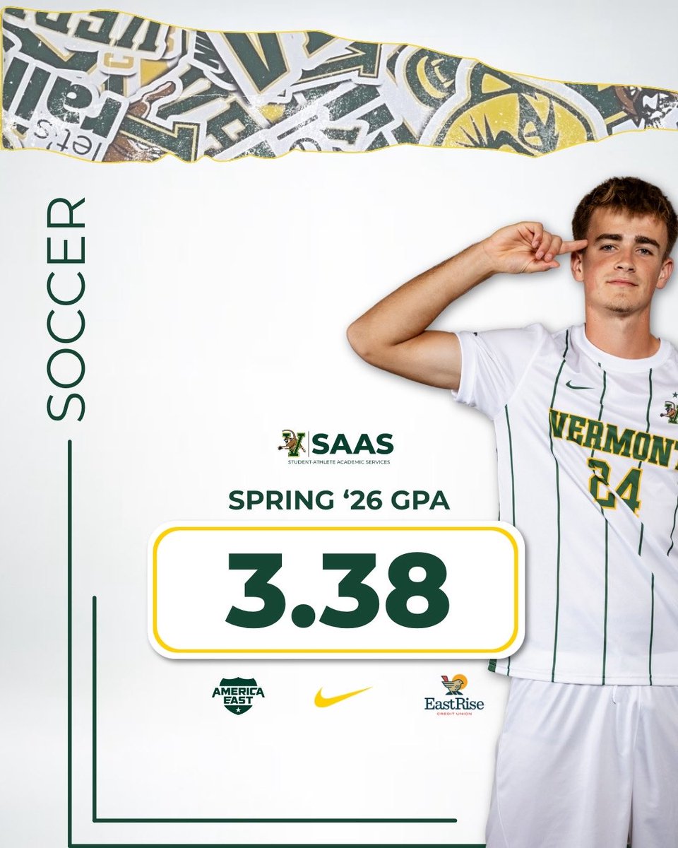 AnthonySpags's tweet photo. Spring grades are IN. 

5-Year Program highs for @UVMwbb, @UVMwlax, and @UVMmsoccer 

The 2025-26 school year saw @UVMfieldhky reach program highs as well for cumulative GPA!

A few of the impressive team performances in the classroom. 

@uvmathletics | #LetsRally https://t.co/aLQhczTyiy