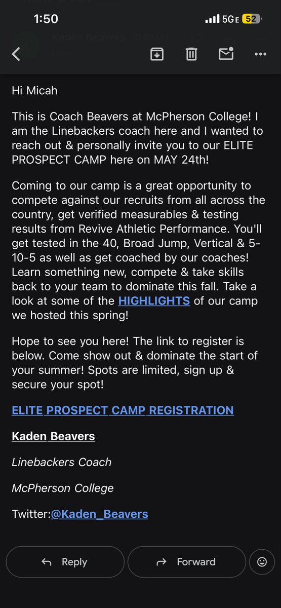 MicahLambert36's tweet photo. A huge thank you to @Kaden_Beavers and @MACBulldogsFB for the elite prospect camp invite! Hope to make it out this summer! https://t.co/uRYp9V6EBu
