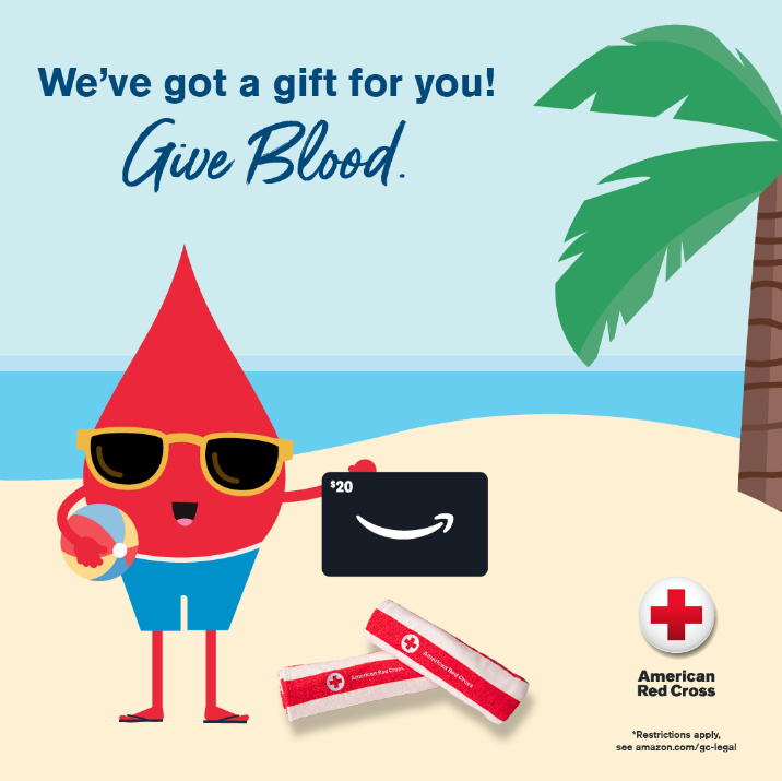 RedCrossNW's tweet photo. Kick off summer with a lifesaving vibe! Come to give blood or platelets May 18-31 and score an exclusive Red Cross beach towel to take to every pool, lake &amp; beach hangout — while they last. Make your appointment now: https://t.co/qfUCpqHBXM https://t.co/9FMnxL2kKh