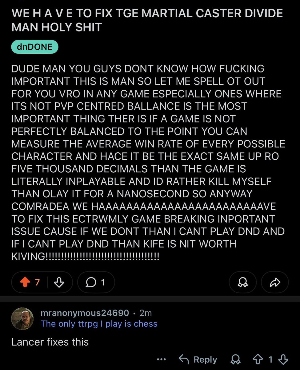 makapatag's tweet photo. ttrpgs are neoliberal and everyone is too self-important and takes themselves too seriously and the most spiritually communist place in all ttrpgs is dndcirclejerk https://t.co/7PoEqlzbUu