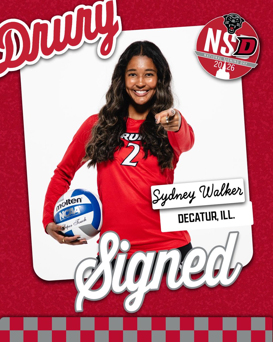DruryVB's tweet photo. Another new Panther in the fold...junior transfer 𝗦𝘆𝗱𝗻𝗲𝘆 𝗪𝗮𝗹𝗸𝗲𝗿 (Decatur, Ill.) signs with DU✍🏼
Welcome to Drury!  

#OneDrury https://t.co/gpzKvaAqDa