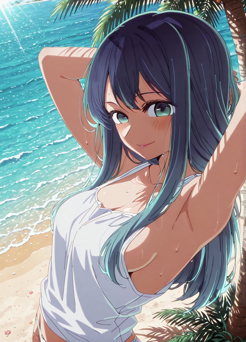 ノースリーブタンクトップな黒川あかねちゃん SFW Illustration. No