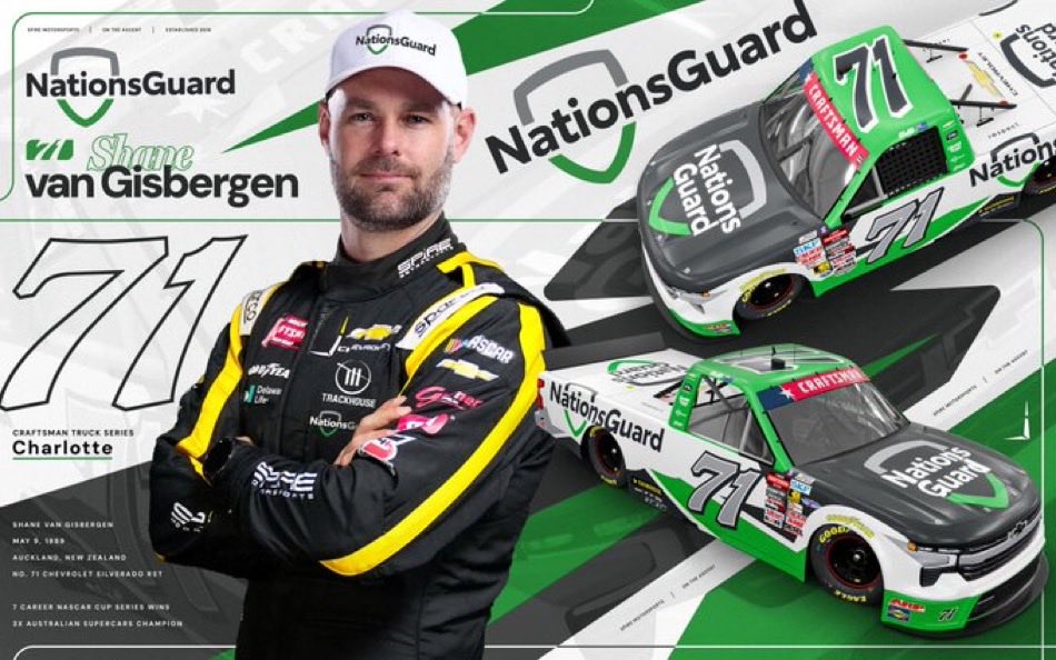Team97SVG's tweet photo. NEWS: @shanevg97 will race for the @SpireMotorsport No. 71 in the @NASCAR_Trucks
We will be racing with NationGuard at Charlotte next week!
Itโll be a double duty and canโt wait to get our third truck start started!
#Team71 https://t.co/n8r2r4UiQ1